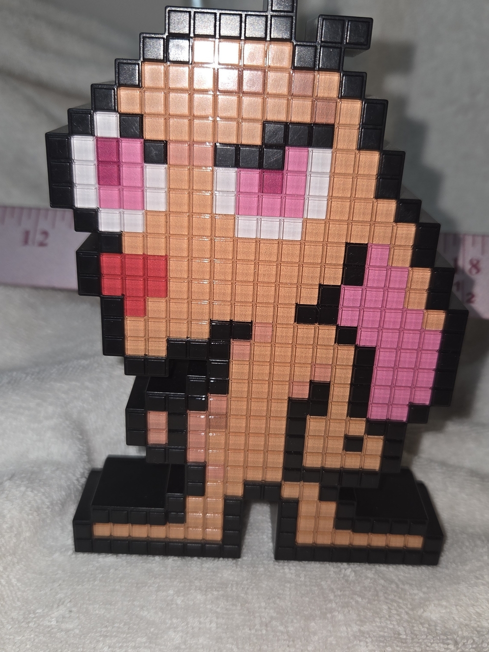 Pixel Pals Ren And Stimpy Art Home Decor Figure - Pink and Peach Retro Style